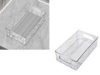 Pyudełko plastikowe, pojemnik do przechowywania 26,5x15x7 cm TRANSPARENTNY tłoczony wzór
