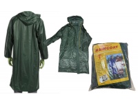 Płaszcz przeciwdeszczowy, deszczówka z kapturem zapinanana na napy oraz suwak ZIELONA