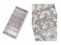 Podkładka na stół prostokątna z przezroczystą folią KWIATY 90x38 cm SREBRNA