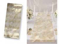 Podkładka na stół prostokątna z przezroczystą folią LIŚCIE 90x38 cm ZŁOTA