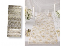 Podkładka na stół prostokątna z przezroczystą folią KWIATY 90x38 cm ZŁOTA