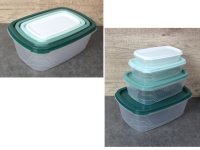 Pojemnik plastikowy, pudełko do przechowywania PROSTOKĄTNY z kolorową z pokrywką - kpl 4 szt