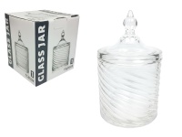 Pojemnik szklany, bombonierka z pokrywką, tłoczony wzór FALA 16x10 cm