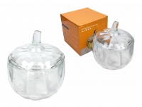 Pojemnik szklany, cukiernica z pokrywką DYNIA 14x11,5 cm