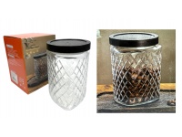 Pojemnik szklany TRÓJKĄTNY z plastikową pokrywką imitującą drewno 13,5x10 cm ROMBY