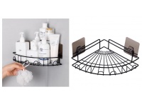 Półka narożna metal z przylepcami 22x22 cm CZARNA