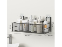 Półka wisząca łazienkowa metal z przylepcami 36x15x15 cm CZARNA