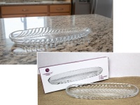 Półmisek szklany OWALNY z tłoczonym wzorem 39x13,5 cm