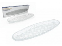 Półmisek szklany podłużny OWALNY 31x10x2,5 cm wzór PRZEPLATANY