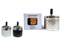 Popielniczka metalowa okrągła, wciskana, obrotowa 9x8 cm WZOREK mix kolor