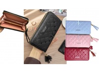 Portfel damski romby z wyszywanymi sercami 20x10x3 cm MIX KOLOR