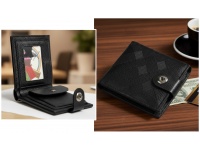 Portfel pionowy męski ROMBY 12x9 cm