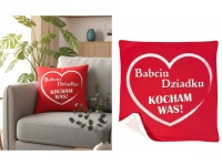 Poszewka na poduszkę BABCIU DZIADKU KOCHAM WAS! 40x40 cm