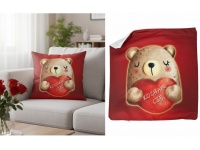 Poszewka na poduszkę KOCHAM CIĘ MIŚ ciemnoczerwona 40x40 cm