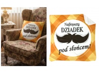 Poszewka na poduszkę NAJLEPSZY DZIADEK POD SŁOŃCEM! WĄSY żółta 40x40 cm