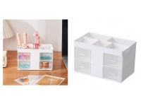 Przybornik, organizer UNIWERSALNY na biurko z szufladami plastikowy 16,5x9,5x10 cm BIAŁY