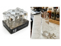 Przyprawnik, solniczka, pieprzniczka szklana z plastikową zakrętką SREBRNA 9x3 cm - 1 szt 