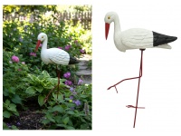 Ptak sztuczny-plastik BOCIAN z metalowymi nogami 53x32x12 cm