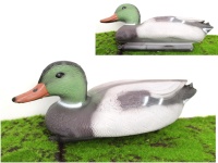 Ptak sztuczny-plastik KACZKA 36x15x14 cm SZARO-ZIELONA