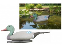 Ptak sztuczny-plastik KACZKA 48x15x14 cm SZARO-ZIELONA