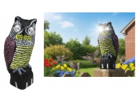 Ptak sztuczny-plastik SOWA SOLARNA ze świecącymi oczami 37x17 cm