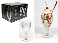 Pucharek szklany, kielich do deserów, lodów 230 ml, tłoczony wzór ROMBY 15,5x8 cm - KPL 6 SZT