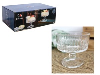 Pucharek  szklany 220 ml do deserów, lodów 10x9,5 cm tłoczony wzór 10x9,5 cm  - 1 szt
