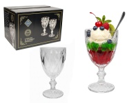 Pucharek szklany, kielich do deserów, lodów 340 ml tłoczony wzór 16,5x8,5 cm - kpl 6 szt
