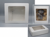 Pudełko, kartonik prezentowe składane BIAŁE z okienkiem 20x16x5,5 cm