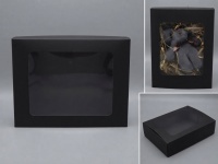 Pudełko, kartonik prezentowe składane CZARNE z okienkiem 14x11x5,5 cm