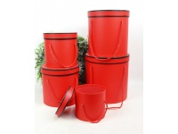 Pudełko papierowe FLOWER BOX gładkie CZERWONE - kpl 5 szt