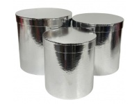 Pudełko papierowe FLOWER BOX metaliczne SREBRNE - kpl 3 szt