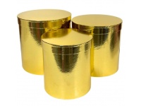 Pudełko papierowe FLOWER BOX metaliczne ZŁOTE - kpl 3 szt