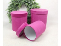 Pudełko papierowe FLOWER BOX FUKSJA WELUR - kpl 3 szt 