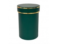 Pudełko papierowe FLOWER BOX BUTELKOWA ZIELEŃ złote pasy 10x6,5 cm - 1 szt