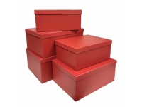 Pudełko papierowe FLOWER BOX prostokątne CZERWONE - kpl 5 szt 