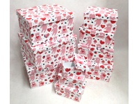 Pudełko prezentowe, kartonowe kpl 10 szt RÓŻOWY WZÓR MISIE, SERCA