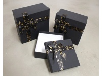 Pudełko prezentowe, kartonowe z kokardą kpl 3 szt CZARNE