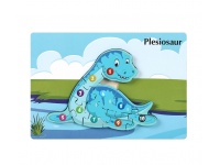 Puzzle drewniane DINOZAUR 22x15 cm NIEBIESKI Plesiosaur