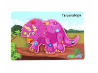 Puzzle drewniane DINOZAUR 22x15 cm FIOLETOWY Triceratops