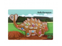 Puzzle drewniane DINOZAUR 22x15 cm BRĄZOWY Ankylosaurus