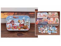 Puzzle w puszce 12,5x8x3 cm MIKOŁAJ Z PREZENTAMI 60 el.