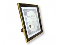 Ramka na zdjęcie ciemne drewno złota ramka A4
