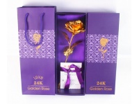 RÓŻA na złotej łodydze ZŁOTA - upominek 24,5 cm