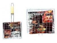 Ruszt do grillowania mięsa ryb warzyw zamykany stalowy kratka grilla 44x23 cm