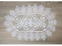 Serwetka gipuira OWALNA 40x30 cm biała KWIATY