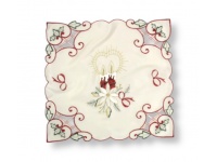 Serwetka świąteczna KREMOWA wyszywany wzór (Poinsecja, swie świece) 30x30 cm
