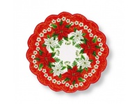 Serwetka świąteczna OKRĄGŁA 30 cm czerwono biała POINSECJA