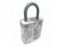 Skarbonka, puszka metalowa kłódka POLSKI ZŁOTY 26x16x8,5 cm