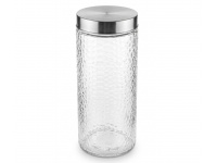 Słoik, słój szklany z SREBRNĄ nakrętką wytłaczany wzorek 2100 ml 27x11 cm